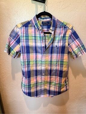 Ralph Lauren Multicolor Pastel Plaid Short-Sleeve Button-Down Shirt
